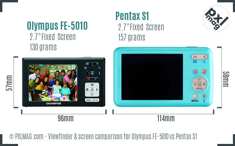 Olympus FE-5010 vs Pentax S1 Screen and Viewfinder comparison
