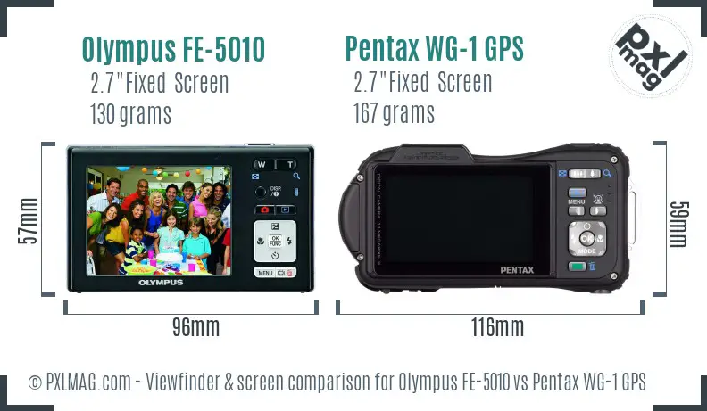 Olympus FE-5010 vs Pentax WG-1 GPS Screen and Viewfinder comparison