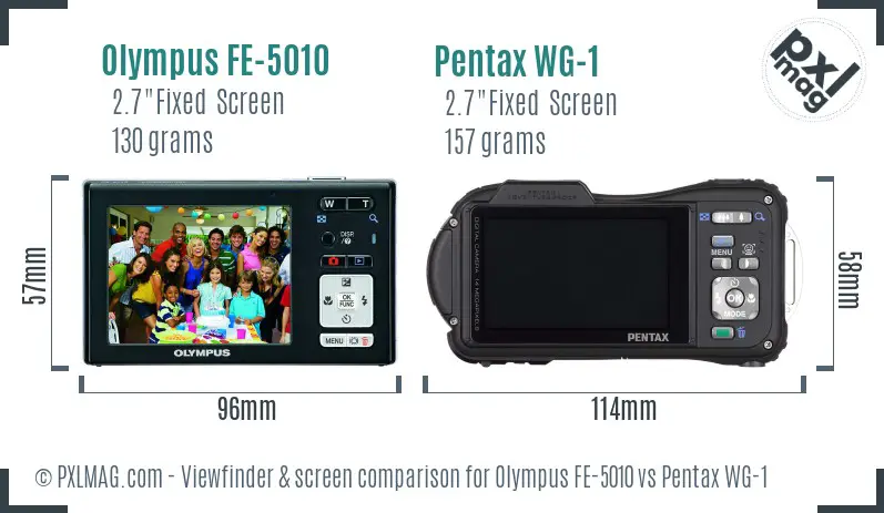 Olympus FE-5010 vs Pentax WG-1 Screen and Viewfinder comparison