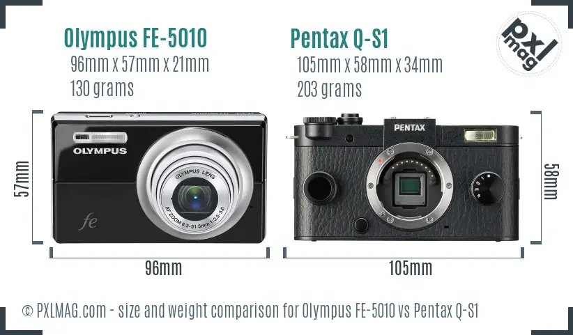 Olympus FE-5010 vs Pentax Q-S1 size comparison