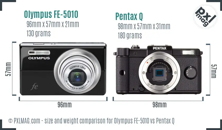 Olympus FE-5010 vs Pentax Q size comparison