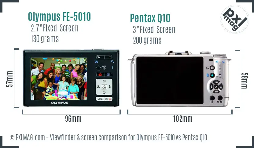 Olympus FE-5010 vs Pentax Q10 Screen and Viewfinder comparison
