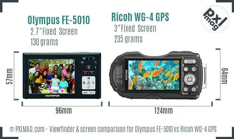 Olympus FE-5010 vs Ricoh WG-4 GPS Screen and Viewfinder comparison Olympus FE-5010 vs Ricoh WG-4 GPS Screen and Viewfinder comparison