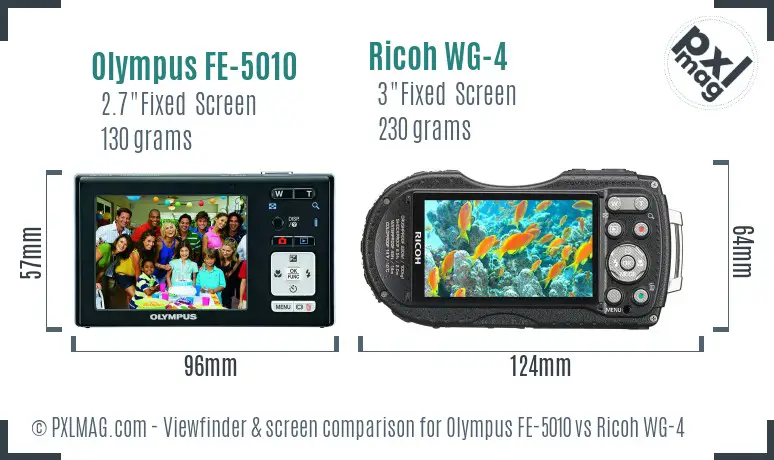 Olympus FE-5010 vs Ricoh WG-4 Screen and Viewfinder comparison