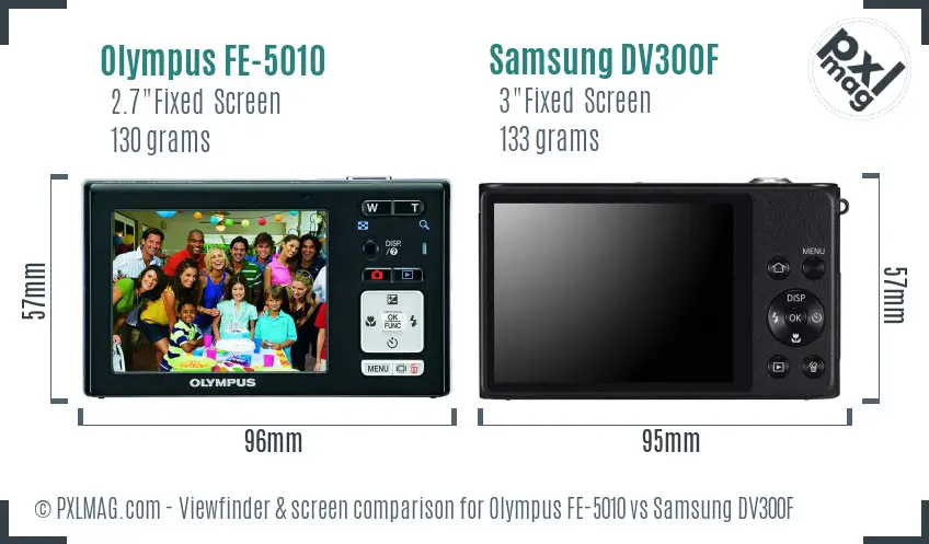 Olympus FE-5010 vs Samsung DV300F Screen and Viewfinder comparison