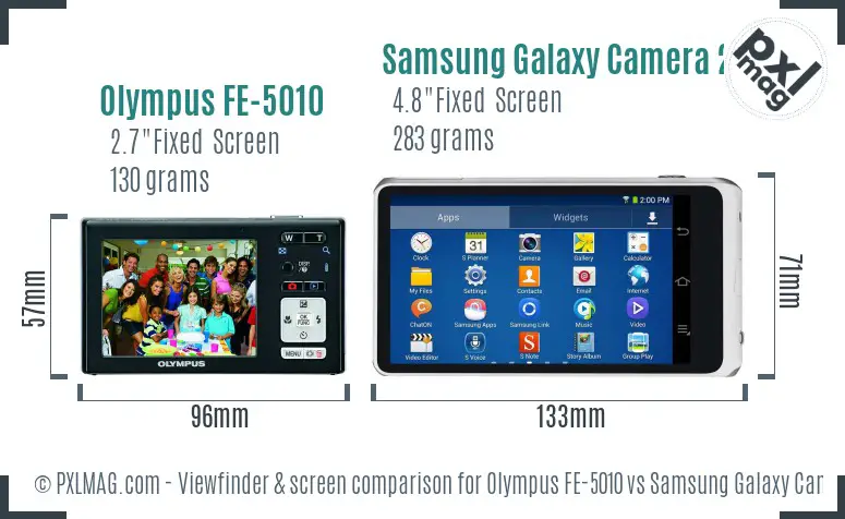 Olympus FE-5010 vs Samsung Galaxy Camera 2 Screen and Viewfinder comparison