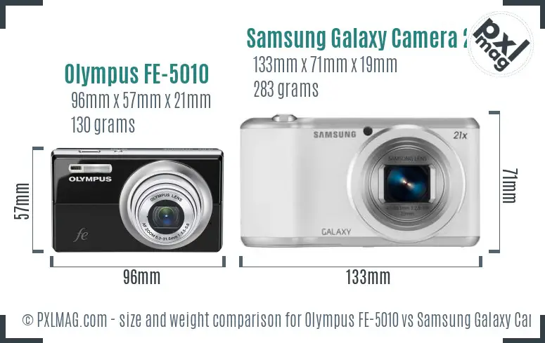 Olympus FE-5010 vs Samsung Galaxy Camera 2 size comparison