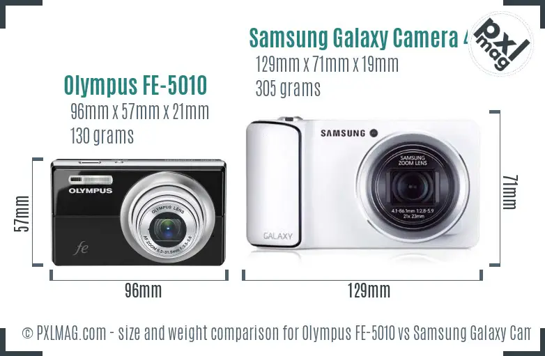 Olympus FE-5010 vs Samsung Galaxy Camera 4G size comparison