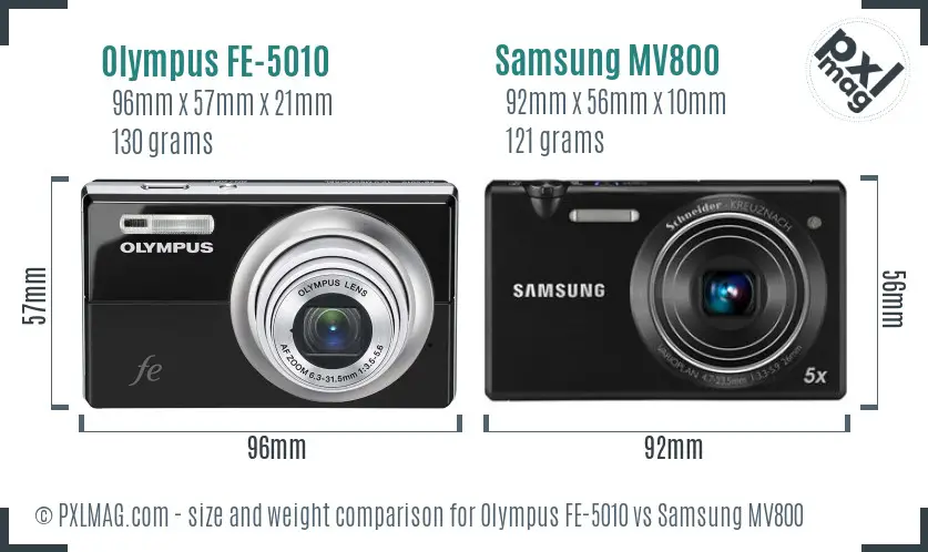 Olympus FE-5010 vs Samsung MV800 size comparison