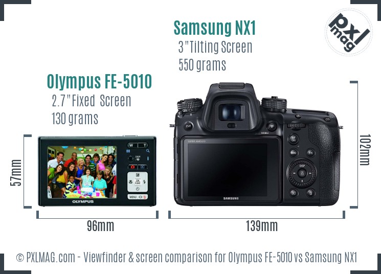 Olympus FE-5010 vs Samsung NX1 Screen and Viewfinder comparison