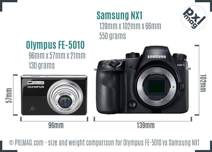Olympus FE-5010 vs Samsung NX1 size comparison Olympus FE-5010 vs Samsung NX1 size comparison