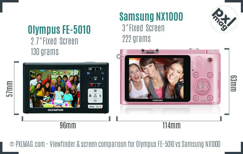 Olympus FE-5010 vs Samsung NX1000 Screen and Viewfinder comparison