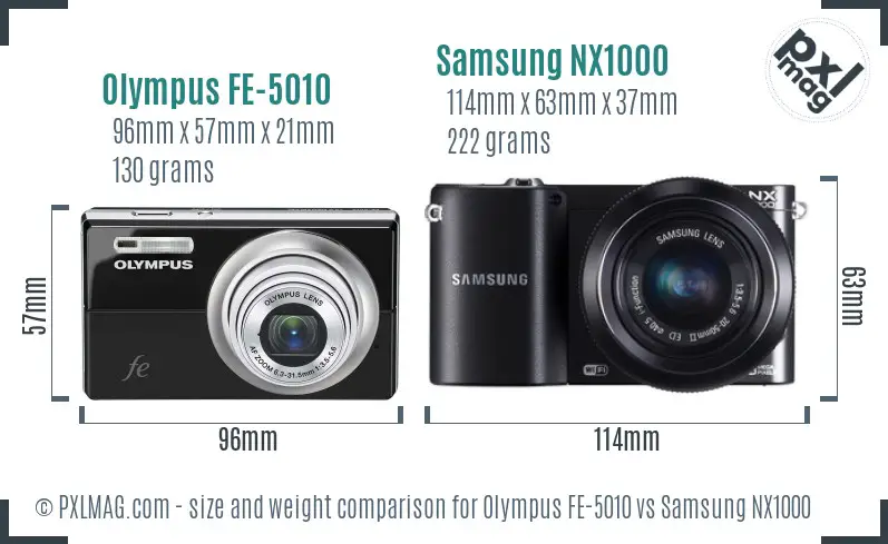 Olympus FE-5010 vs Samsung NX1000 size comparison