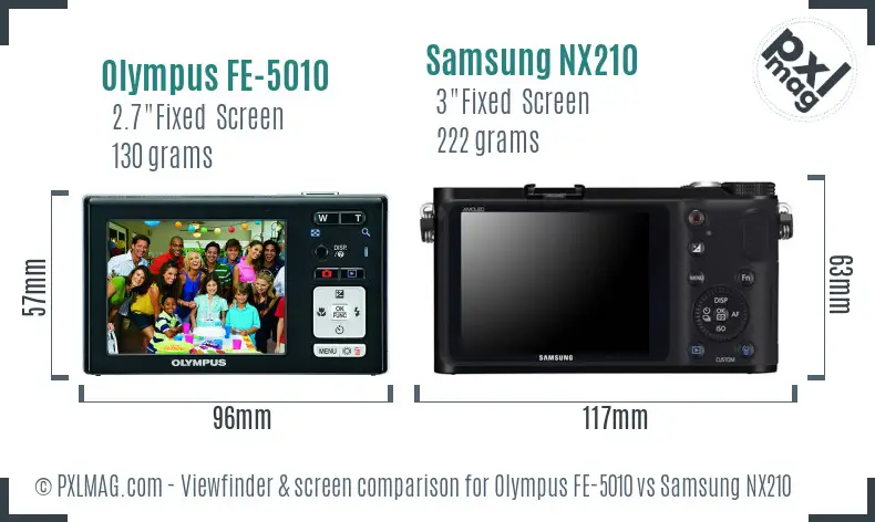 Olympus FE-5010 vs Samsung NX210 Screen and Viewfinder comparison Olympus FE-5010 vs Samsung NX210 Screen and Viewfinder comparison