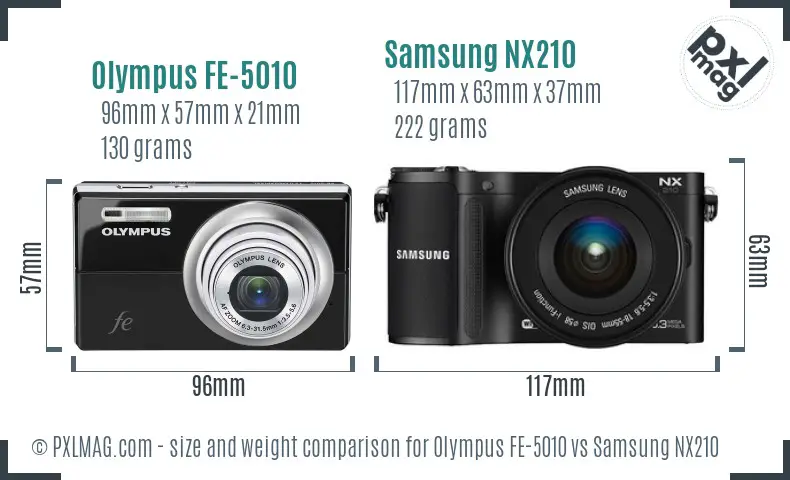 Olympus FE-5010 vs Samsung NX210 size comparison Olympus FE-5010 vs Samsung NX210 size comparison