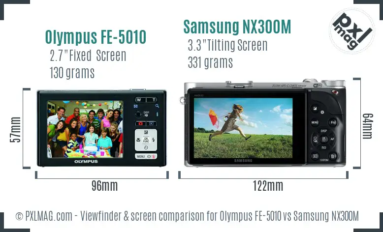 Olympus FE-5010 vs Samsung NX300M Screen and Viewfinder comparison