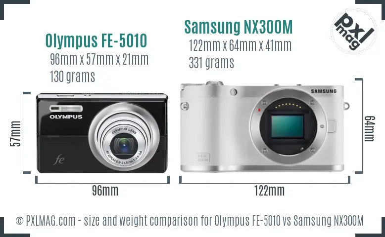 Olympus FE-5010 vs Samsung NX300M size comparison