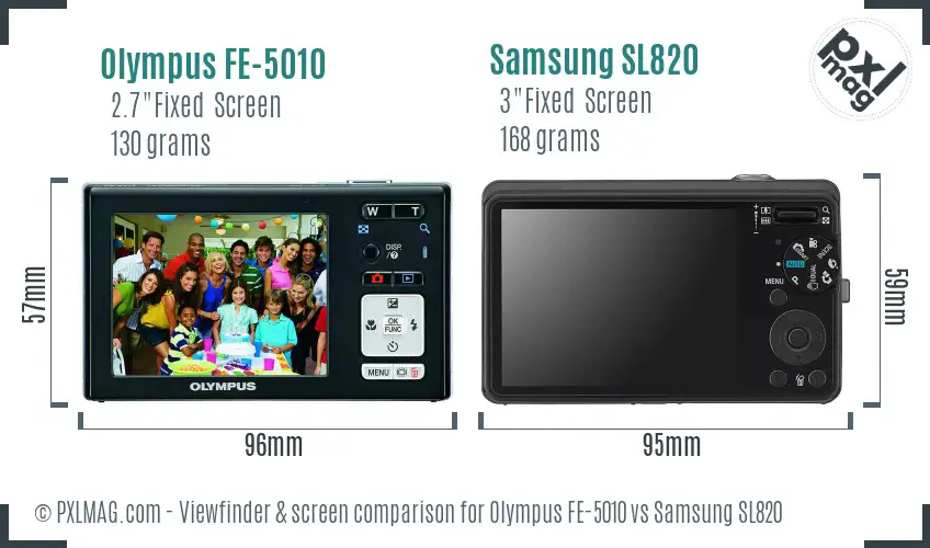 Olympus FE-5010 vs Samsung SL820 Screen and Viewfinder comparison Olympus FE-5010 vs Samsung SL820 Screen and Viewfinder comparison