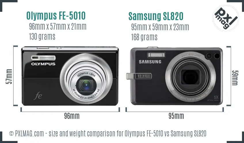 Olympus FE-5010 vs Samsung SL820 size comparison Olympus FE-5010 vs Samsung SL820 size comparison