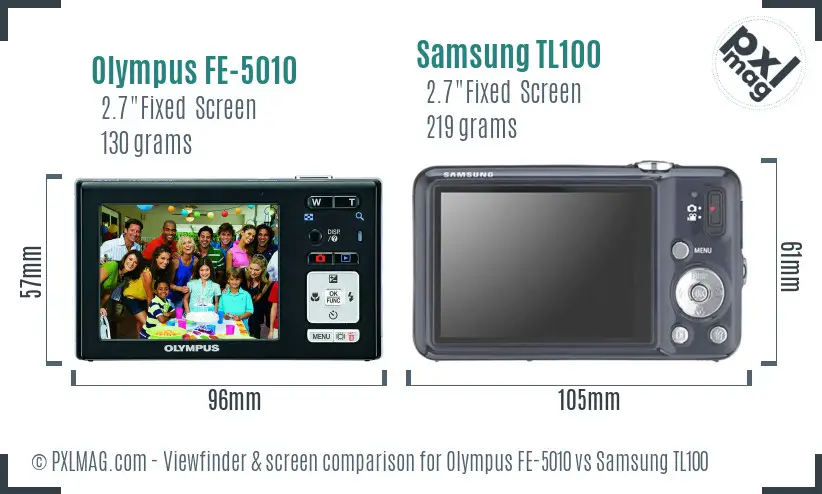 Olympus FE-5010 vs Samsung TL100 Screen and Viewfinder comparison