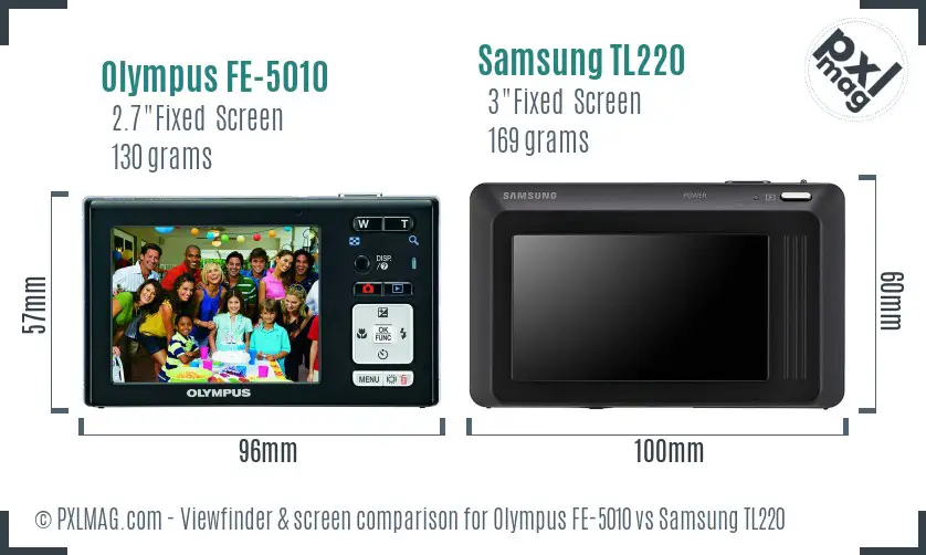 Olympus FE-5010 vs Samsung TL220 Screen and Viewfinder comparison Olympus FE-5010 vs Samsung TL220 Screen and Viewfinder comparison