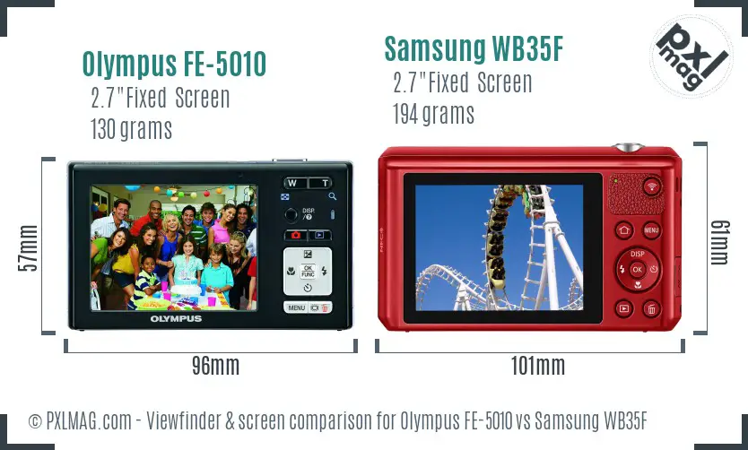 Olympus FE-5010 vs Samsung WB35F Screen and Viewfinder comparison