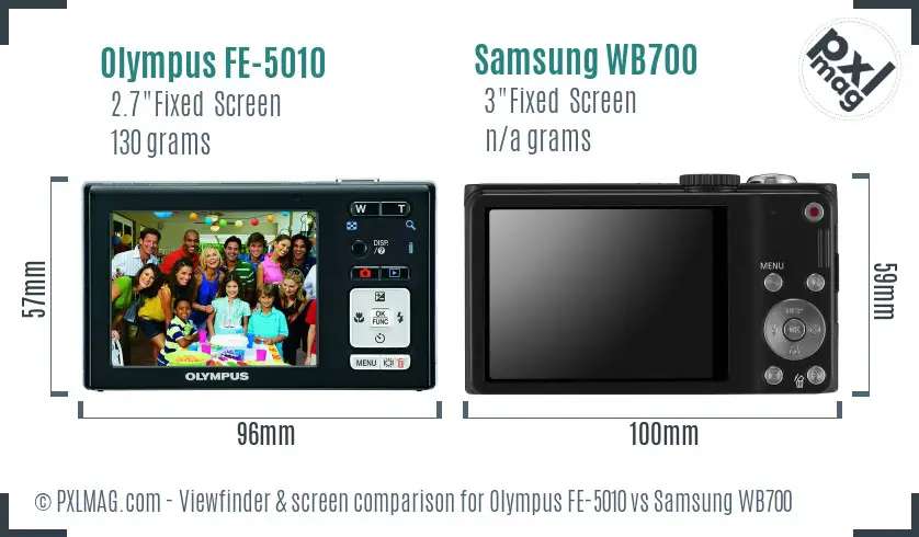 Olympus FE-5010 vs Samsung WB700 Screen and Viewfinder comparison