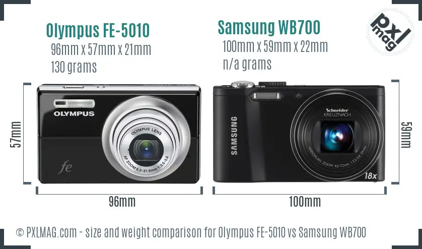 Olympus FE-5010 vs Samsung WB700 size comparison