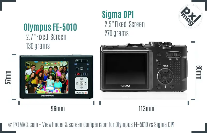 Olympus FE-5010 vs Sigma DP1 Screen and Viewfinder comparison Olympus FE-5010 vs Sigma DP1 Screen and Viewfinder comparison