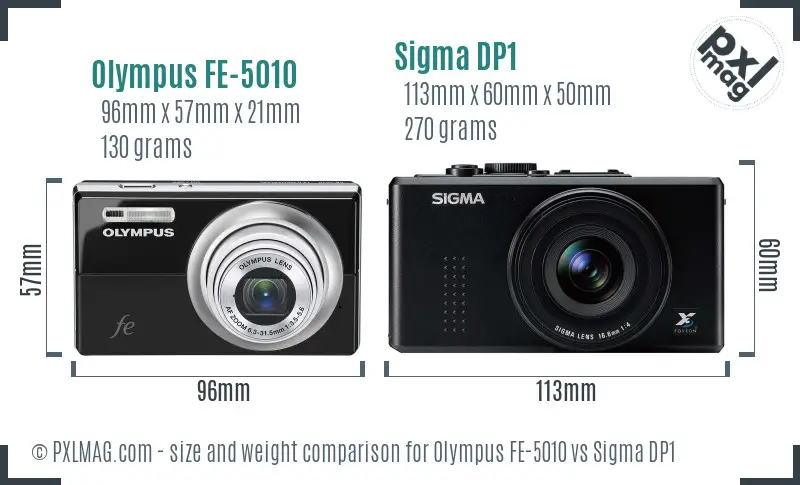Olympus FE-5010 vs Sigma DP1 size comparison Olympus FE-5010 vs Sigma DP1 size comparison