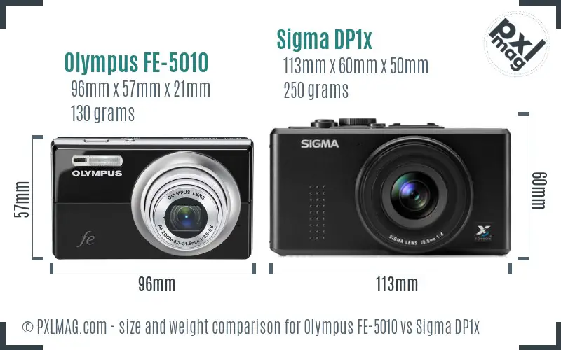 Olympus FE-5010 vs Sigma DP1x size comparison