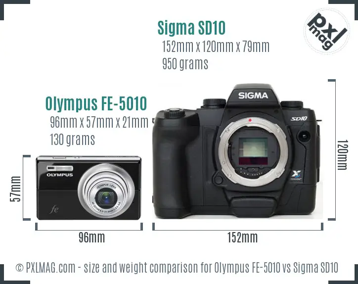 Olympus FE-5010 vs Sigma SD10 size comparison