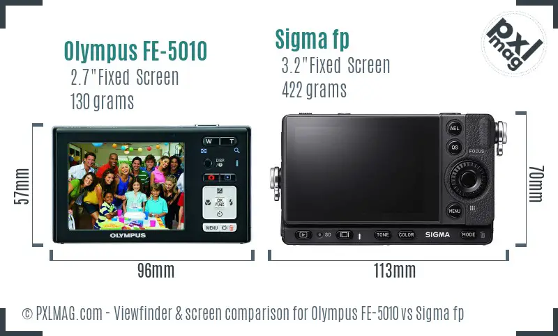 Olympus FE-5010 vs Sigma fp Screen and Viewfinder comparison Olympus FE-5010 vs Sigma fp Screen and Viewfinder comparison