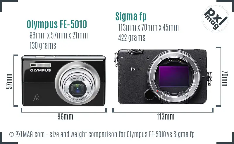 Olympus FE-5010 vs Sigma fp size comparison Olympus FE-5010 vs Sigma fp size comparison
