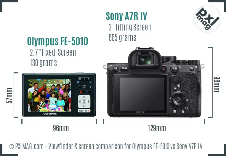 Olympus FE-5010 vs Sony A7R IV Screen and Viewfinder comparison