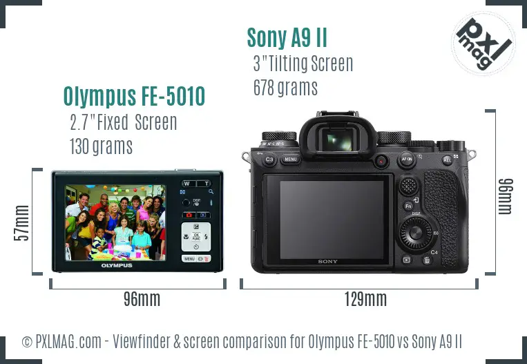Olympus FE-5010 vs Sony A9 II Screen and Viewfinder comparison