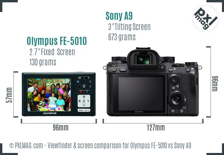 Olympus FE-5010 vs Sony A9 Screen and Viewfinder comparison