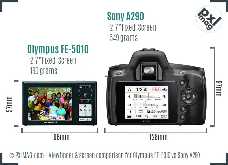 Olympus FE-5010 vs Sony A290 Screen and Viewfinder comparison