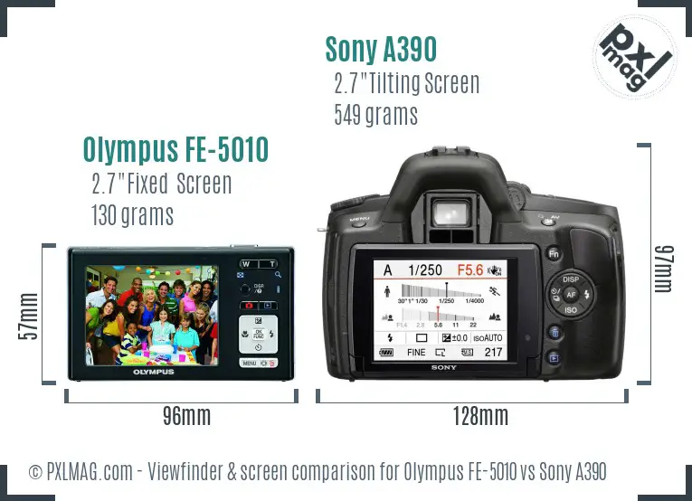 Olympus FE-5010 vs Sony A390 Screen and Viewfinder comparison