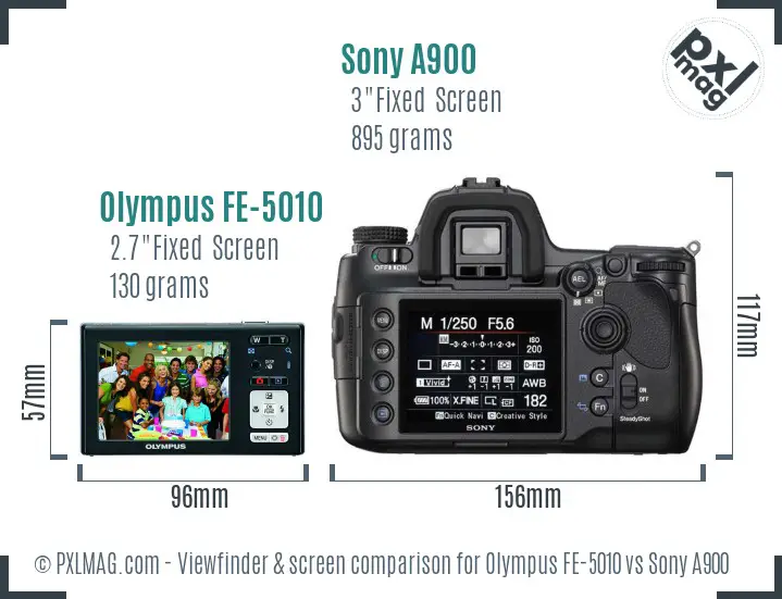 Olympus FE-5010 vs Sony A900 Screen and Viewfinder comparison