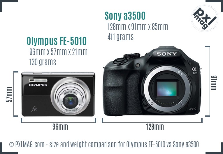 Olympus FE-5010 vs Sony a3500 size comparison Olympus FE-5010 vs Sony a3500 size comparison