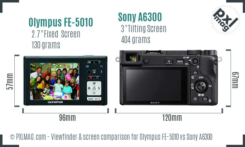 Olympus FE-5010 vs Sony A6300 Screen and Viewfinder comparison