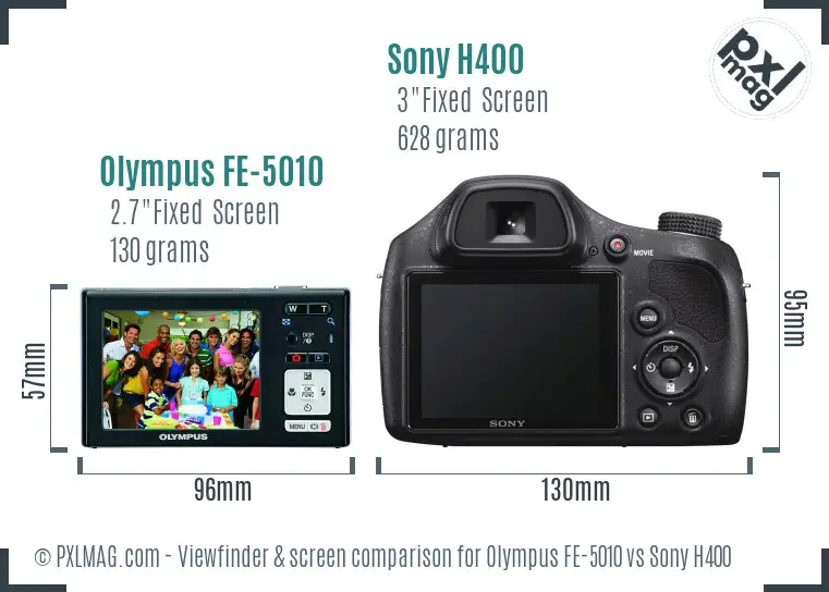 Olympus FE-5010 vs Sony H400 Screen and Viewfinder comparison