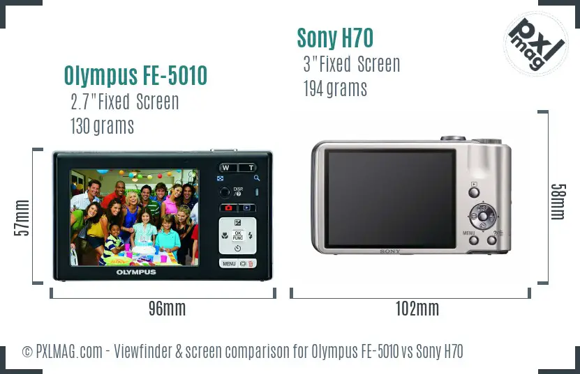 Olympus FE-5010 vs Sony H70 Screen and Viewfinder comparison