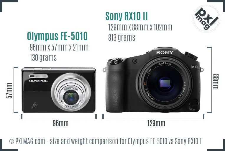Olympus FE-5010 vs Sony RX10 II size comparison