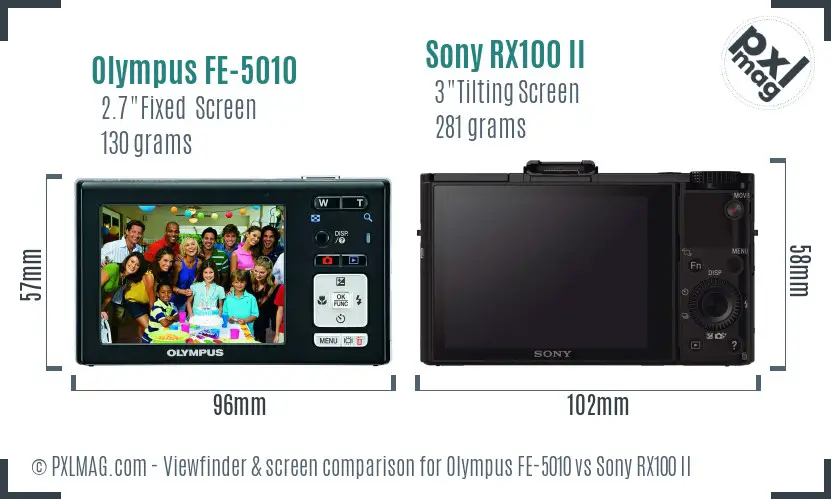 Olympus FE-5010 vs Sony RX100 II Screen and Viewfinder comparison