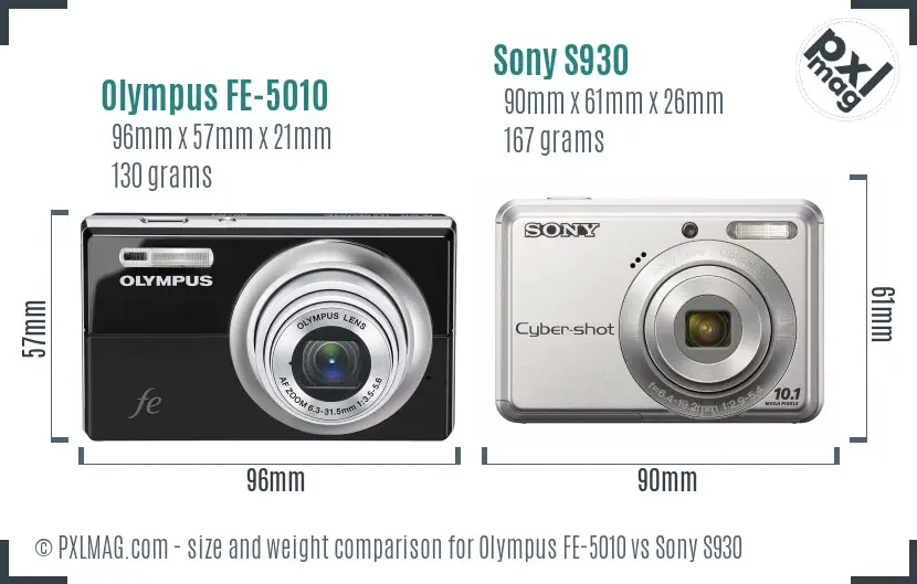 Olympus FE-5010 vs Sony S930 size comparison Olympus FE-5010 vs Sony S930 size comparison