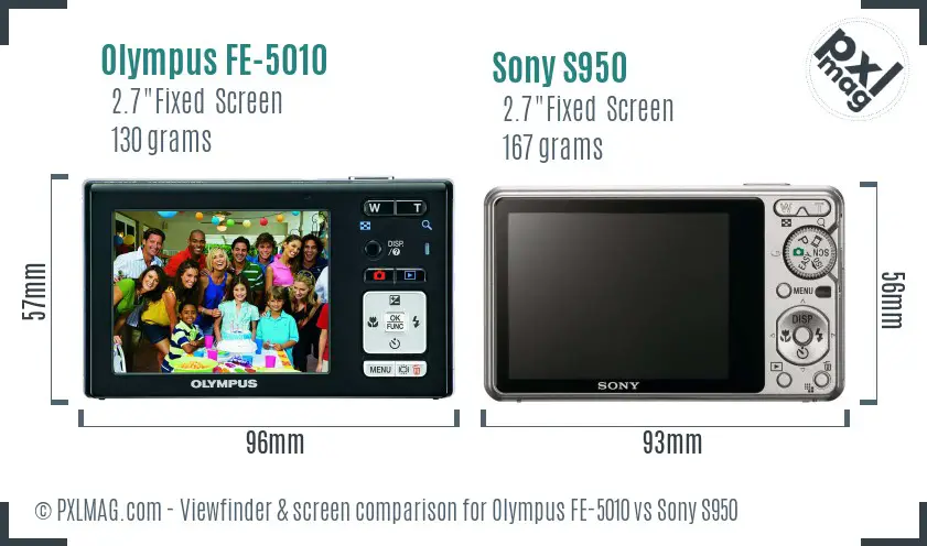 Olympus FE-5010 vs Sony S950 Screen and Viewfinder comparison