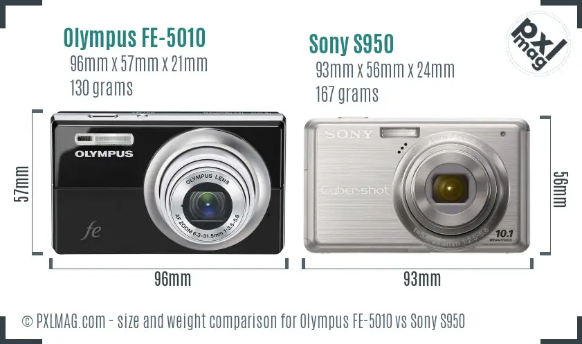 Olympus FE-5010 vs Sony S950 size comparison