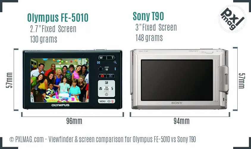 Olympus FE-5010 vs Sony T90 Screen and Viewfinder comparison